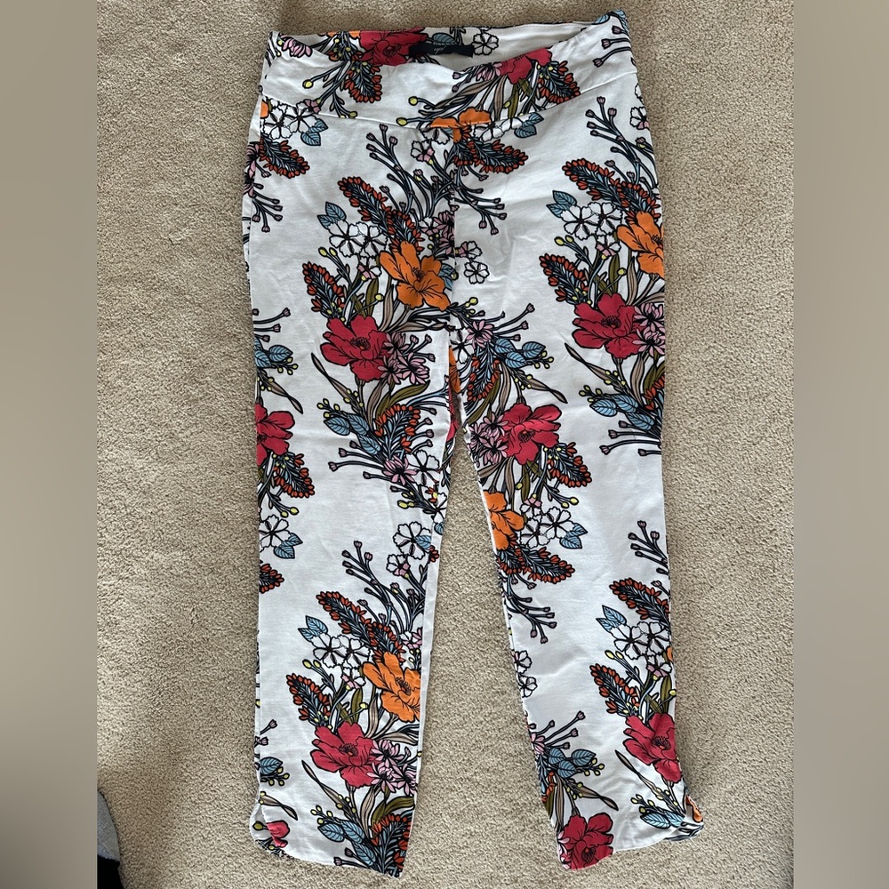 Up! Artistic Red and White Floral pants